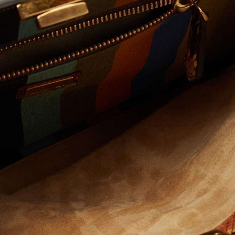 Pre Owned Fendi Multicolor Python Large Peekaboo Top Handle Bag