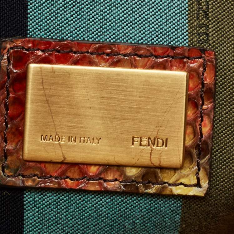 Pre Owned Fendi Multicolor Python Large Peekaboo Top Handle Bag