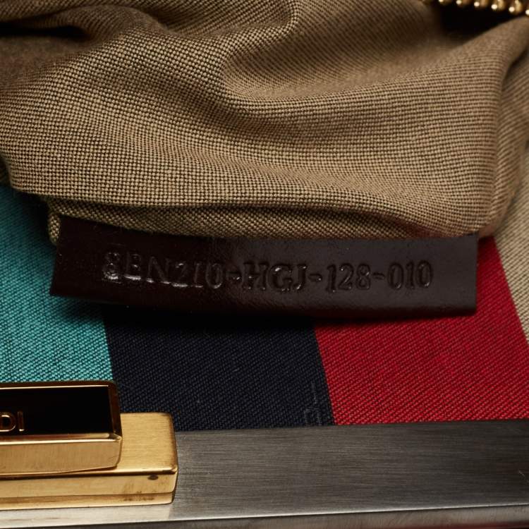 Pre Owned Fendi Multicolor Python Large Peekaboo Top Handle Bag