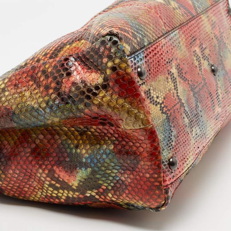 Pre Owned Fendi Multicolor Python Large Peekaboo Top Handle Bag