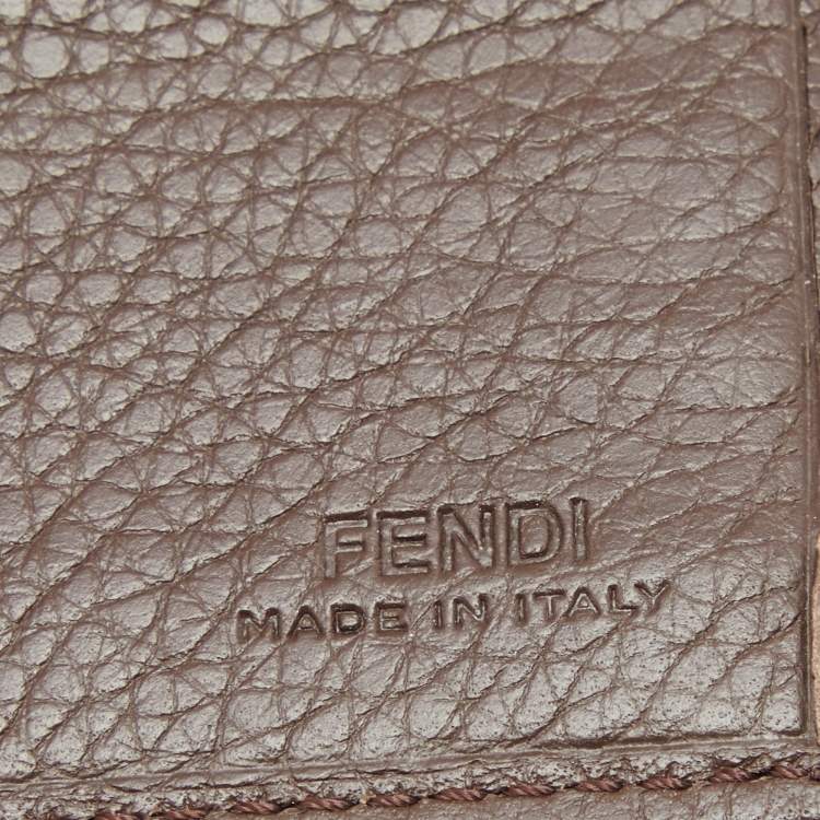 Pre Owned Fendi Tobacco Zucca Canvas and Leather Turnlock Flap Continental Wallet