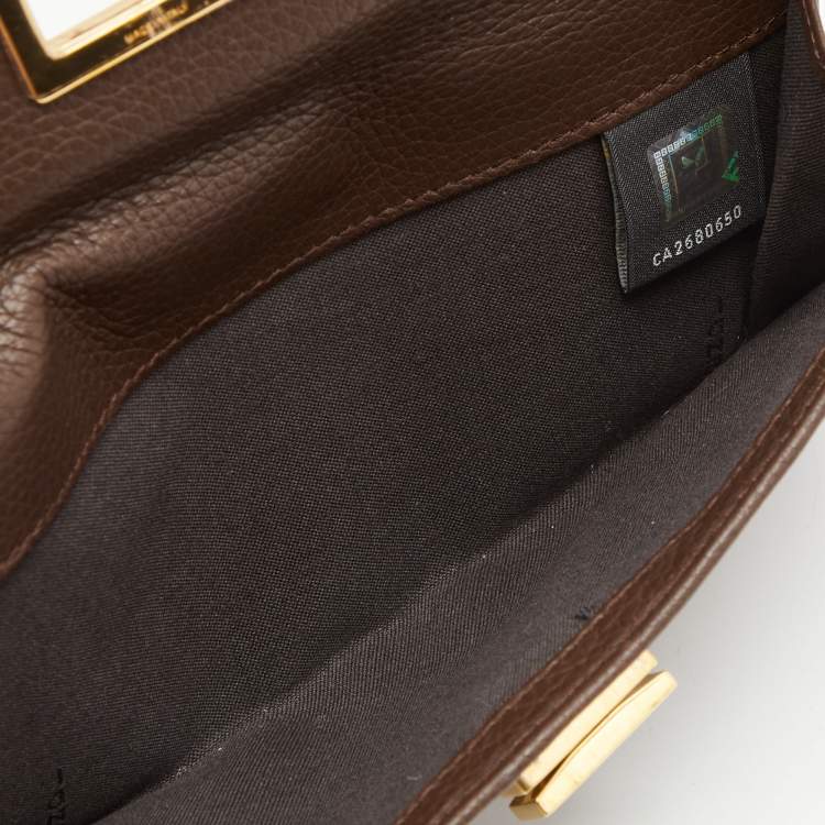 Pre Owned Fendi Tobacco Zucca Canvas and Leather Turnlock Flap Continental Wallet