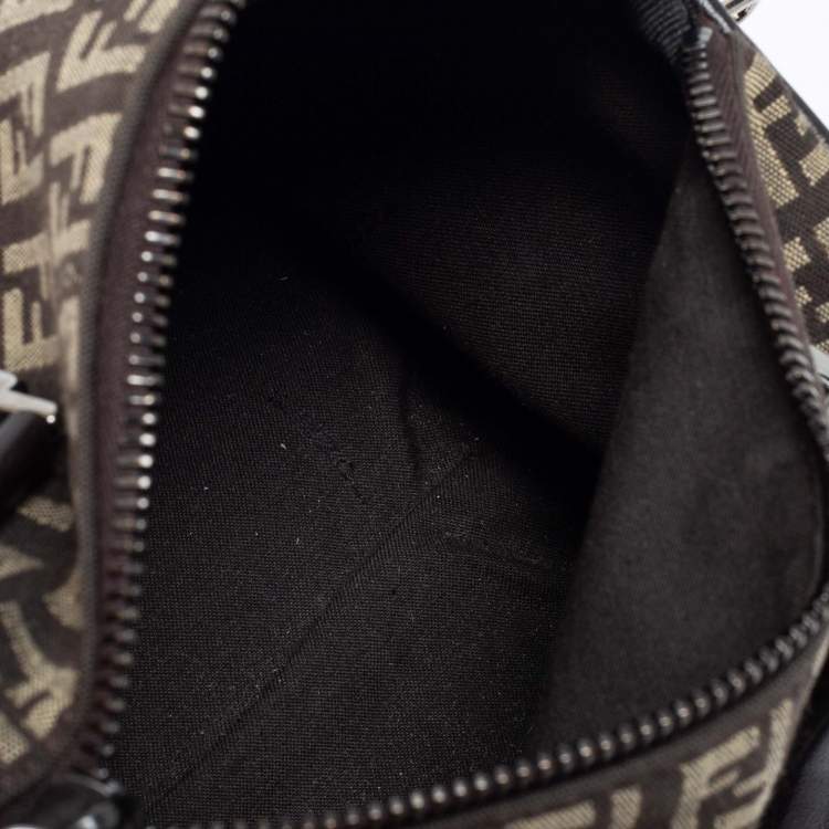 Pre Owned Fendi Beige/Brown Zucchino Canvas and Leather Mini Forever Bauletto Bag
