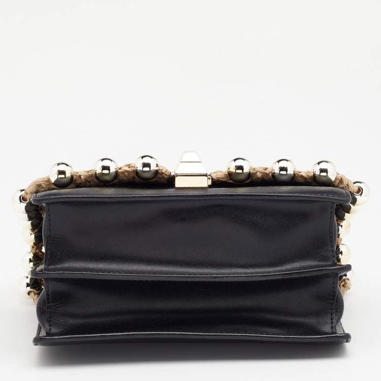 Pre Owned Fendi Black Leather Small Whipstitch Kan I Shoulder Bag