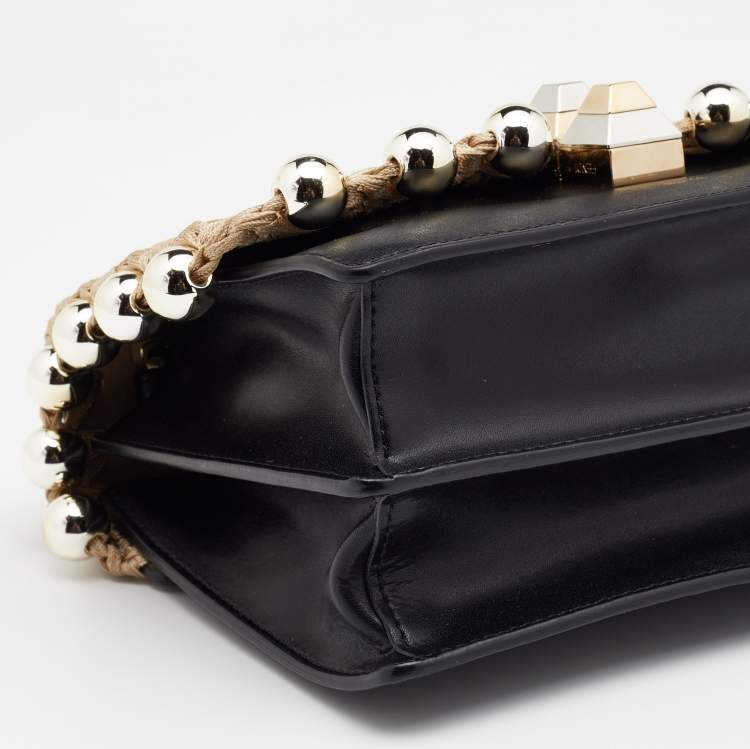 Pre Owned Fendi Black Leather Small Whipstitch Kan I Shoulder Bag