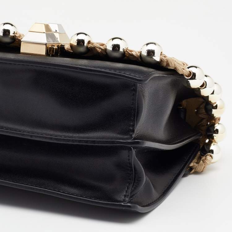 Pre Owned Fendi Black Leather Small Whipstitch Kan I Shoulder Bag