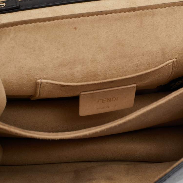 Pre Owned Fendi Black Leather Small Whipstitch Kan I Shoulder Bag