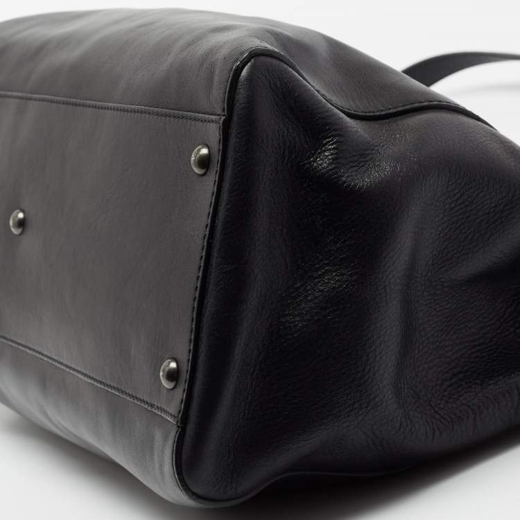 Pre Owned Fendi Black Leather Large Peekaboo Top Handle Bag