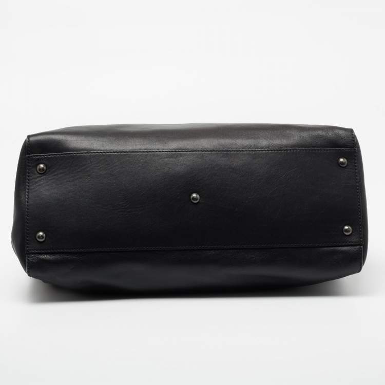 Pre Owned Fendi Black Leather Large Peekaboo Top Handle Bag