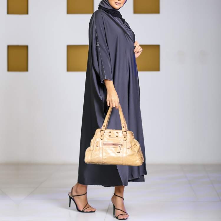 Pre Owned Fendi Beige Patent Leather De Jour Tote
