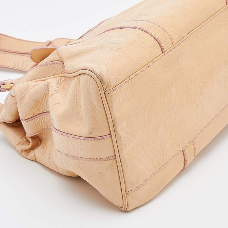 Pre Owned Fendi Beige Patent Leather De Jour Tote