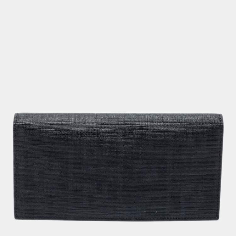 Pre Owned Fendi Black Zucca Coated Canvas Bifold Continental Wallet