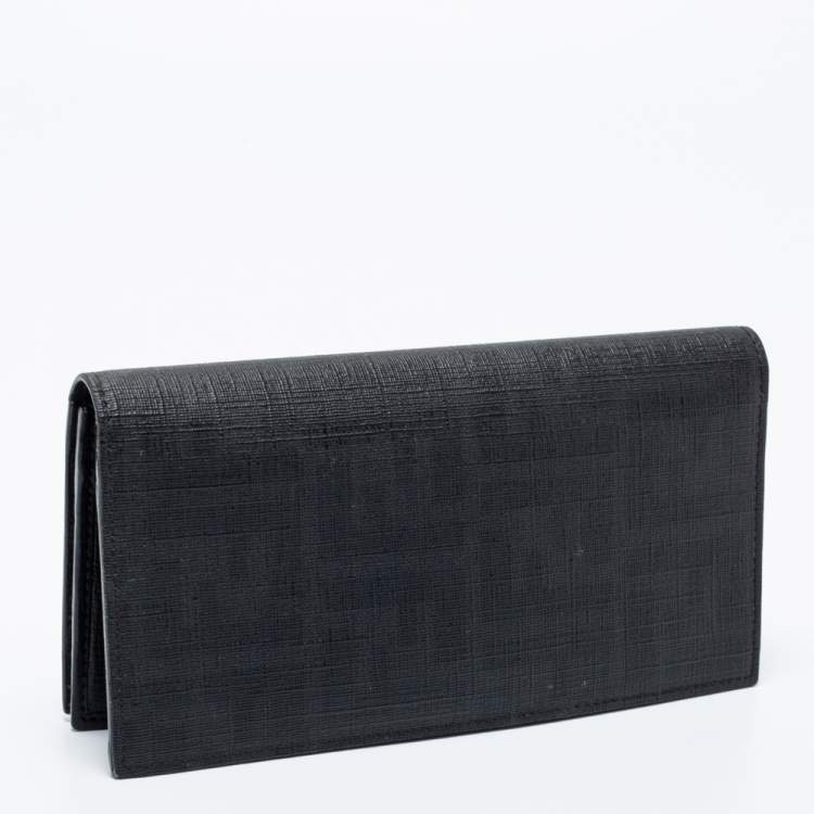 Pre Owned Fendi Black Zucca Coated Canvas Bifold Continental Wallet