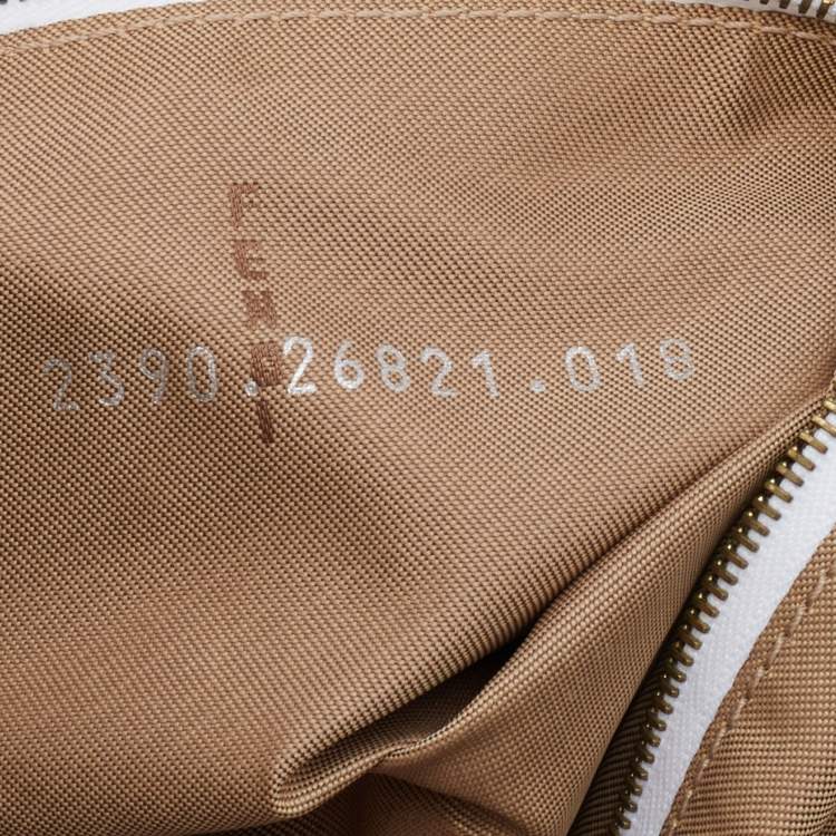 Pre Owned Fendi Beige/White Canvas And Leather Duffel Bag