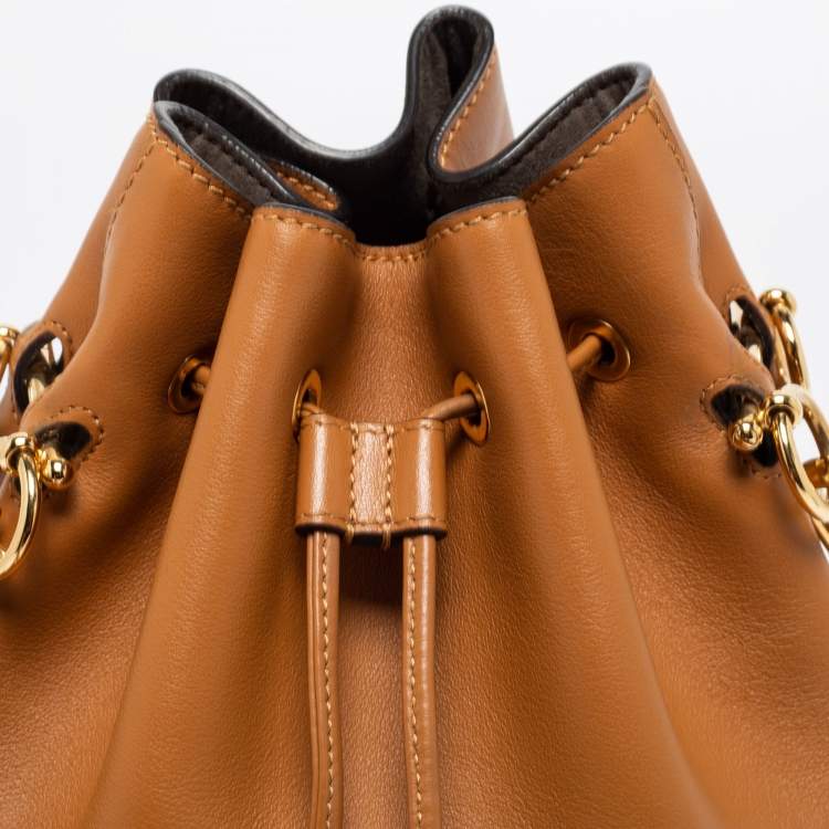 Pre Owned Fendi Brown Leather Grande Mon Tresor Bucket Bag