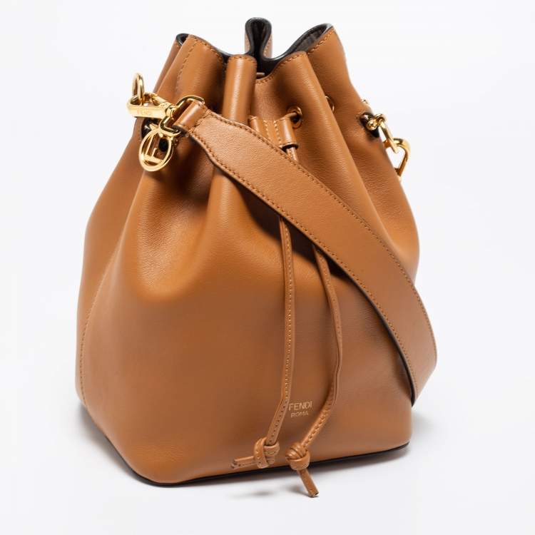 Pre Owned Fendi Brown Leather Grande Mon Tresor Bucket Bag