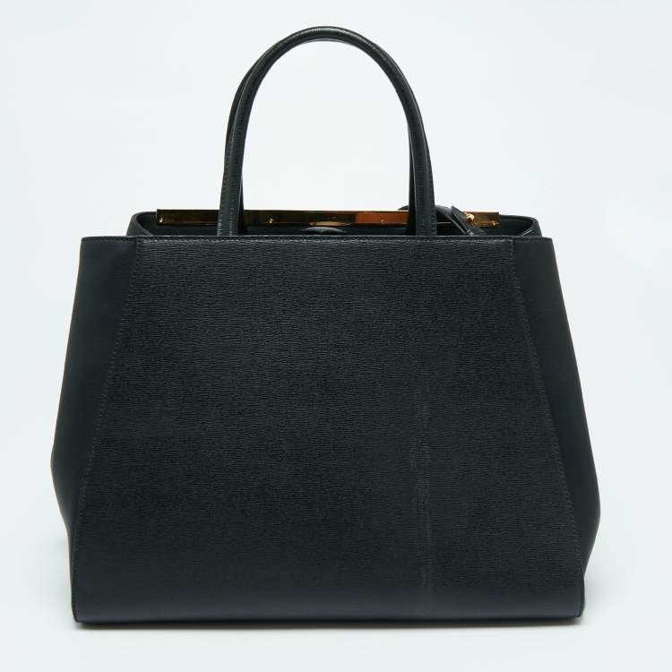 Pre Owned Fendi Black Leather Medium 2jours Tote