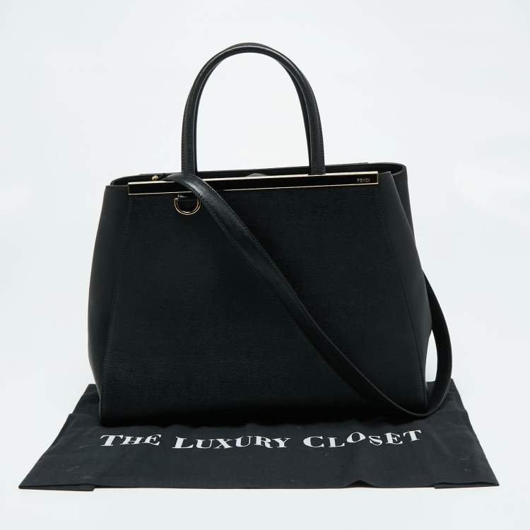 Pre Owned Fendi Black Leather Medium 2jours Tote