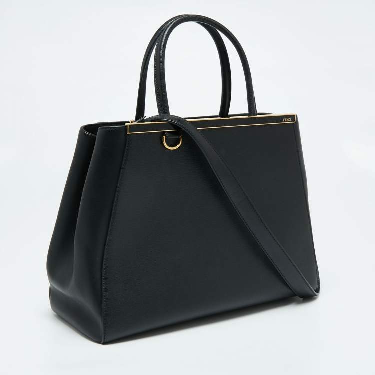 Pre Owned Fendi Black Leather Medium 2jours Tote