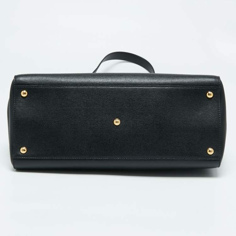 Pre Owned Fendi Black Leather Medium 2jours Tote