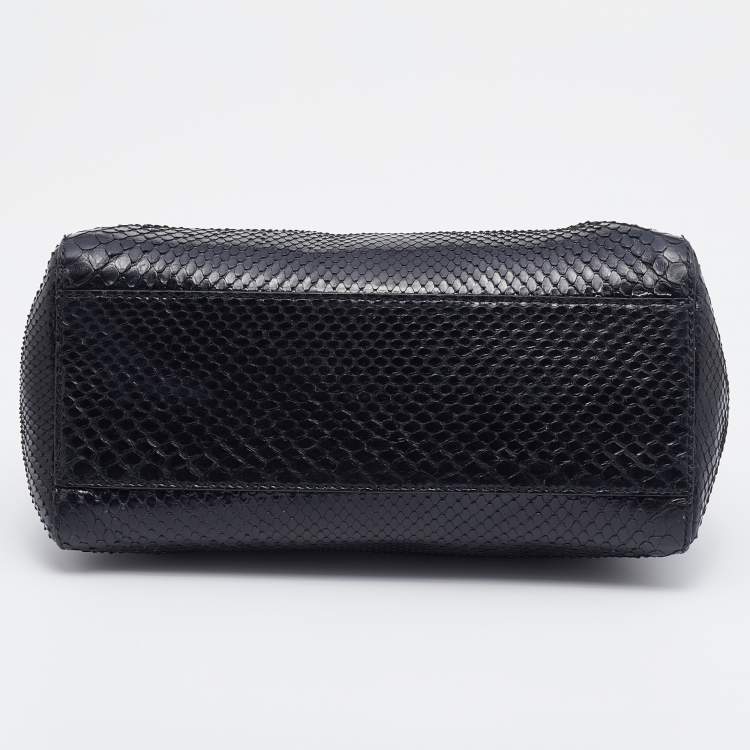 Pre Owned Fendi Black Python Mini Peekaboo Top Handle Bag