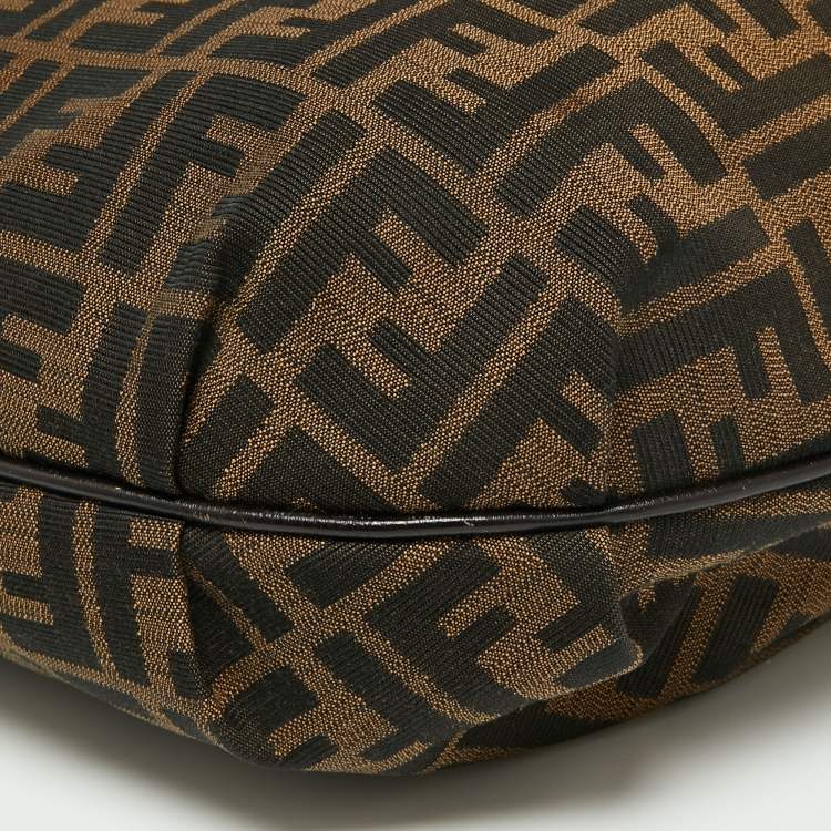 Pre Owned Fendi Tobacco Zucca Canvas and Leather Large Chef Chain Hobo