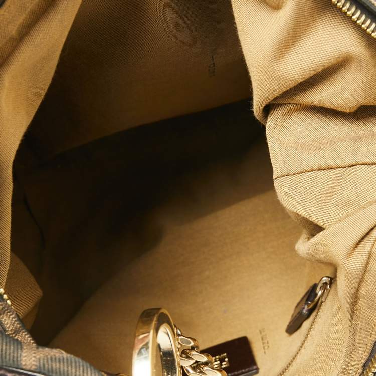 Pre Owned Fendi Tobacco Zucca Canvas and Leather Large Chef Chain Hobo