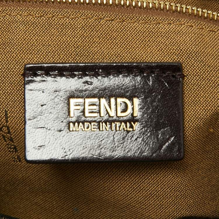 Pre Owned Fendi Tobacco Zucca Canvas and Leather Large Chef Chain Hobo