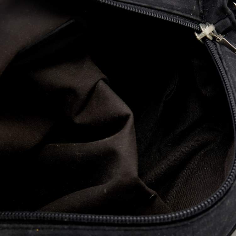 Pre Owned Fendi Black Zucca Fabric And Leather Zip Code Shoulder Bag