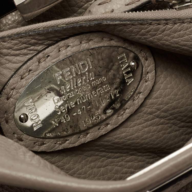 Pre Owned Fendi Beige Selleria Leather and Python Mini Peekaboo Top Handle Bag