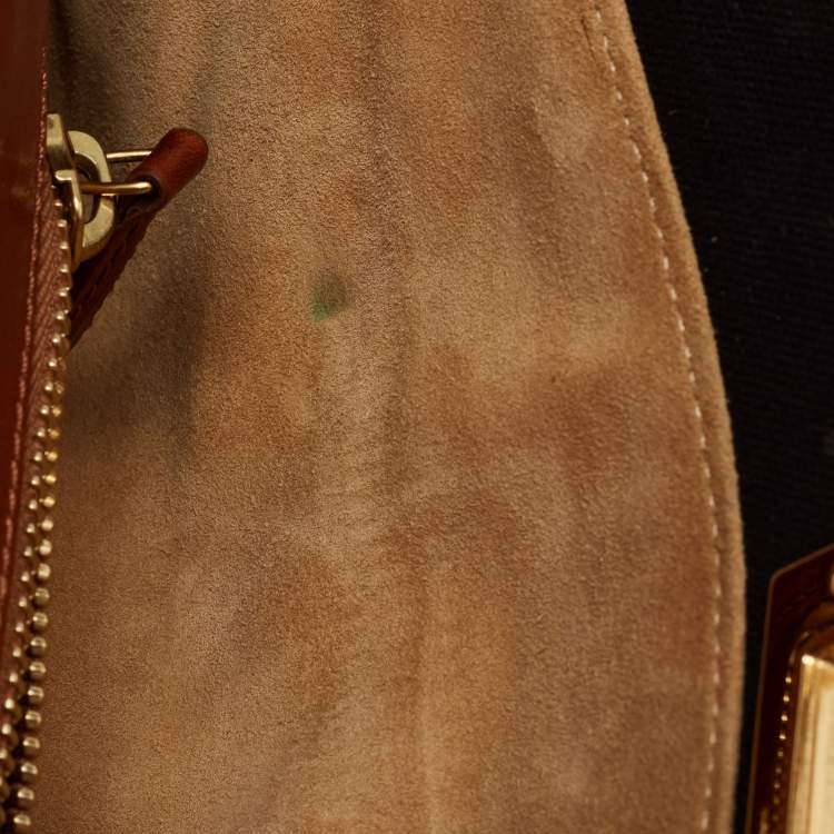 Pre Owned Fendi Beige/Black Canvas and Leather Large Peekaboo Top Handle Bag