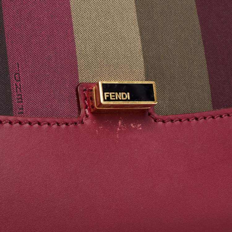 Pre Owned Fendi Multicolor Penguin Stripe Canvas and Leather Silvana Top Handle Bag