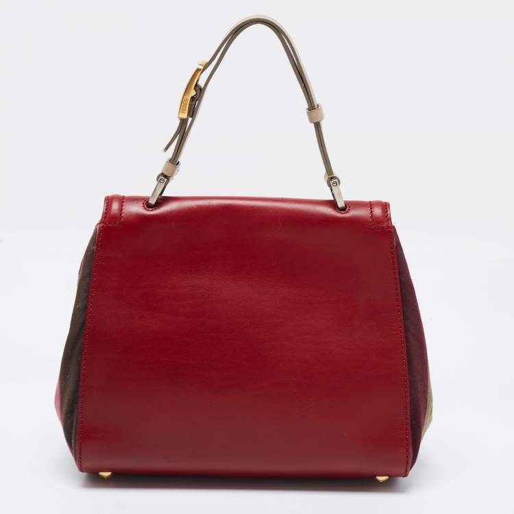 Pre Owned Fendi Multicolor Penguin Stripe Canvas and Leather Silvana Top Handle Bag