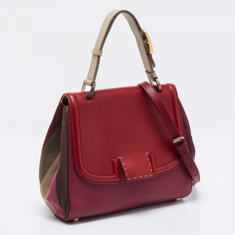 Pre Owned Fendi Multicolor Penguin Stripe Canvas and Leather Silvana Top Handle Bag