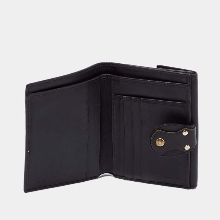 Pre Owned Fendi Tobacco Zucca Canvas and Leather French Compact Wallet
