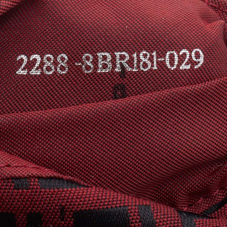 Pre Owned Fendi Red Zucchino Canvas Mama Forever Baguette Bag