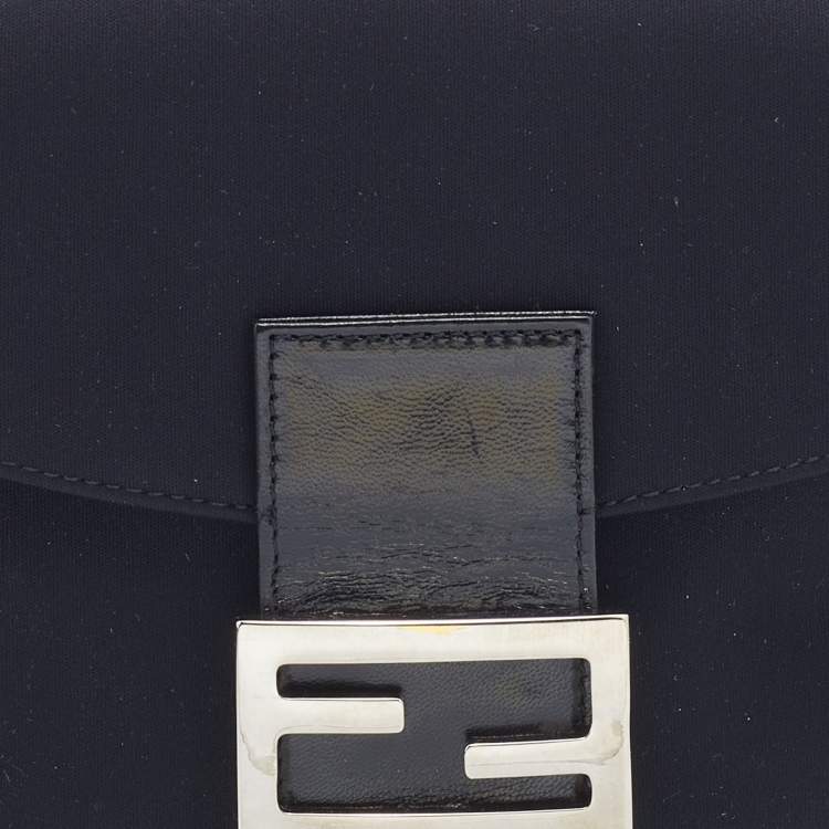 Pre Owned Fendi Black Neoprene and Patent Leather Baguette Bag