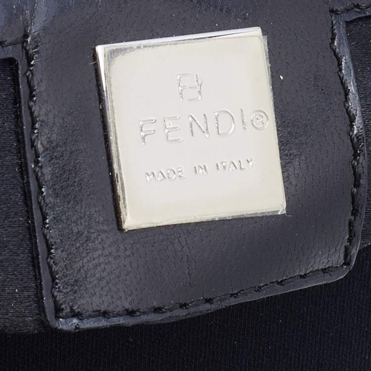 Pre Owned Fendi Black Neoprene and Patent Leather Baguette Bag