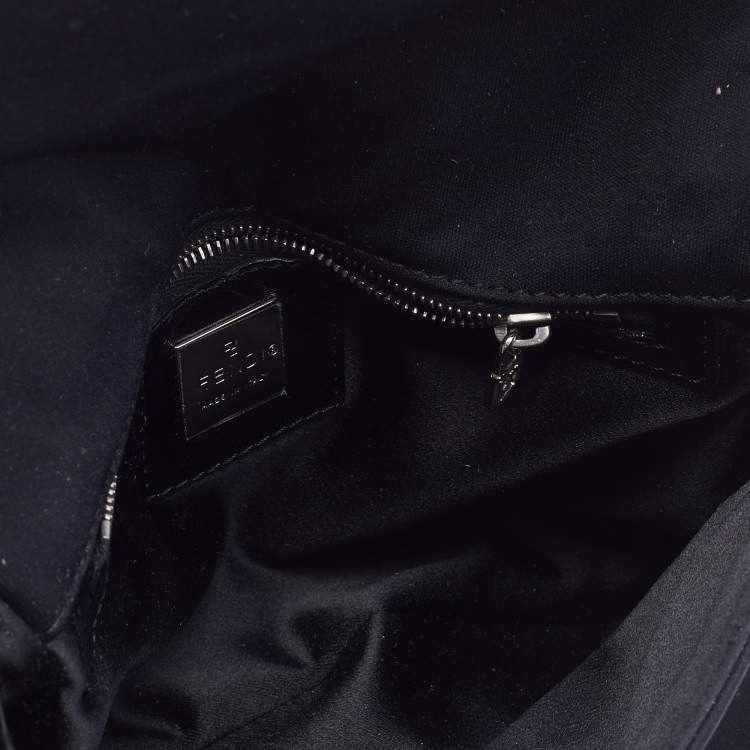 Pre Owned Fendi Black Neoprene and Patent Leather Baguette Bag