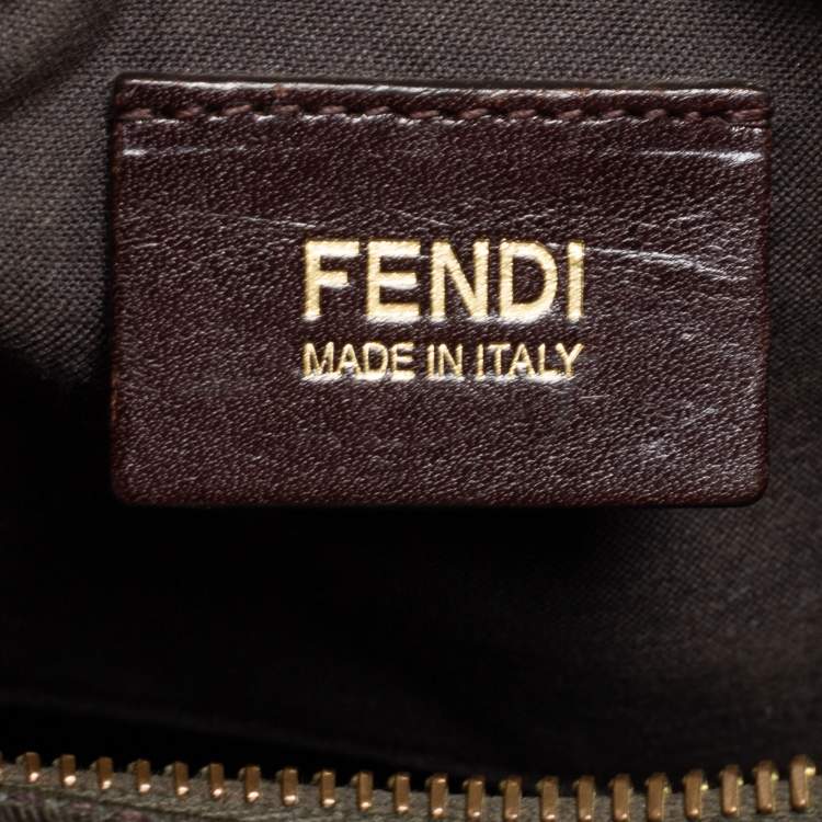 Pre Owned Fendi Grey Zucchino Coated Canvas Forever Bauletto Boston Bag