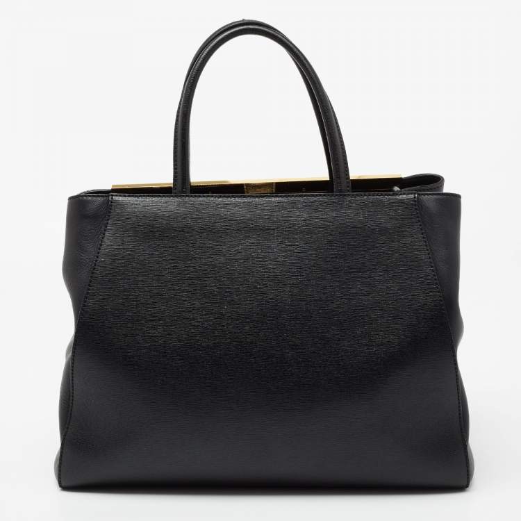 Pre Owned Fendi Black Leather Medium 2Jours Tote