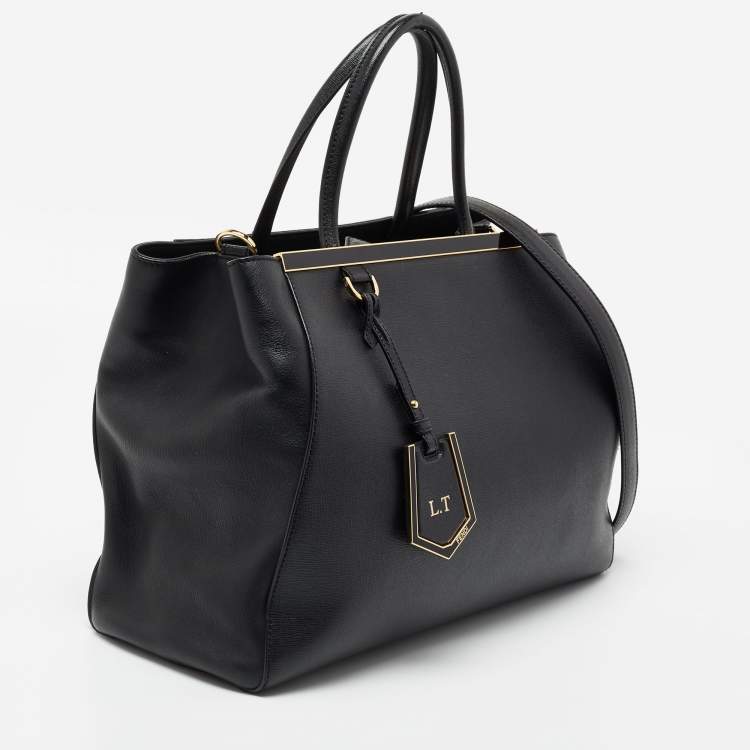 Pre Owned Fendi Black Leather Medium 2Jours Tote