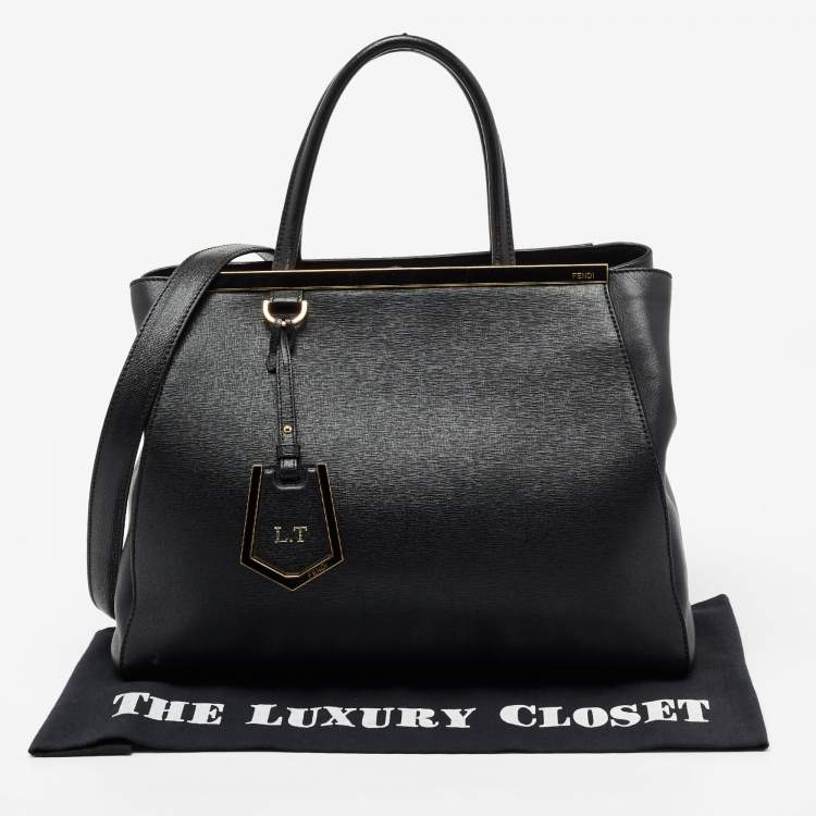 Pre Owned Fendi Black Leather Medium 2Jours Tote