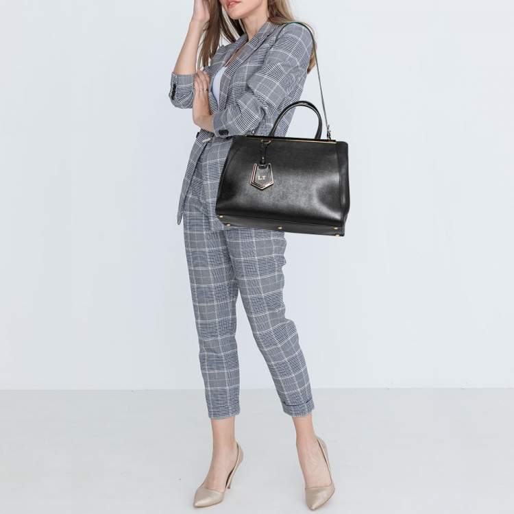 Pre Owned Fendi Black Leather Medium 2Jours Tote
