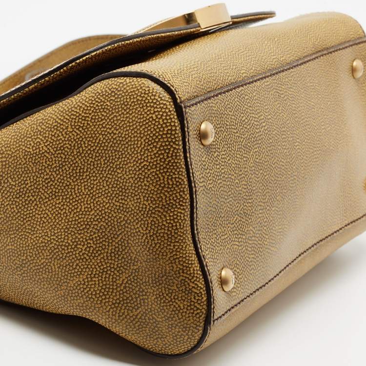 Pre Owned Fendi Yellow/Grey Stingray and Leather Anna Shoulder Bag