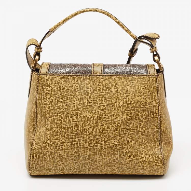 Pre Owned Fendi Yellow/Grey Stingray and Leather Anna Shoulder Bag