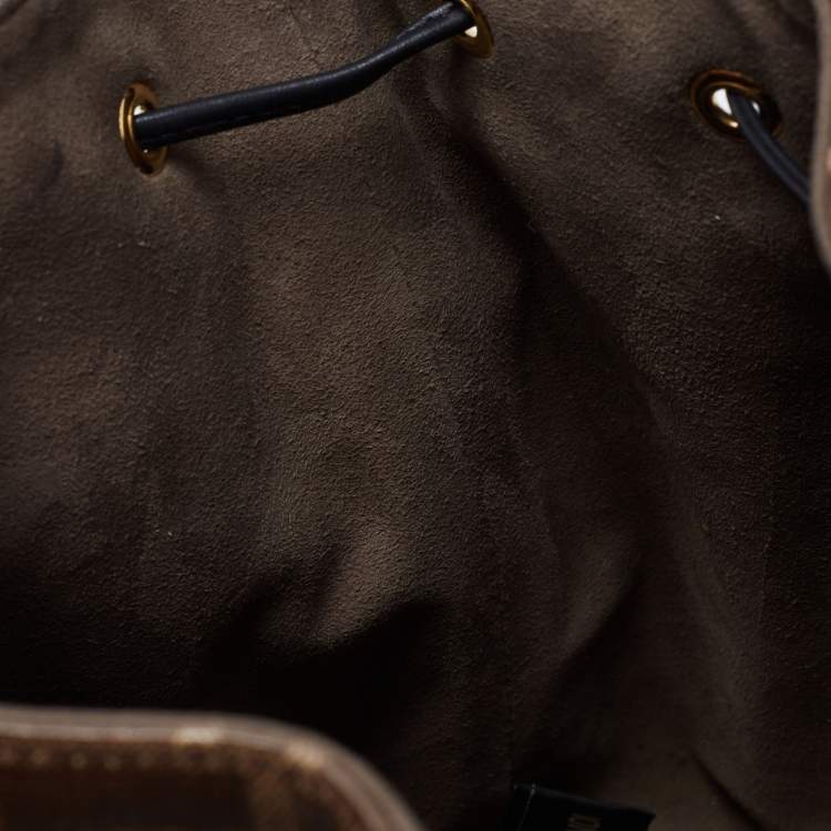 Pre Owned Fendi Brown/Black Zucca Coated Canvas and Leather Mon Tresor Bucket Bag
