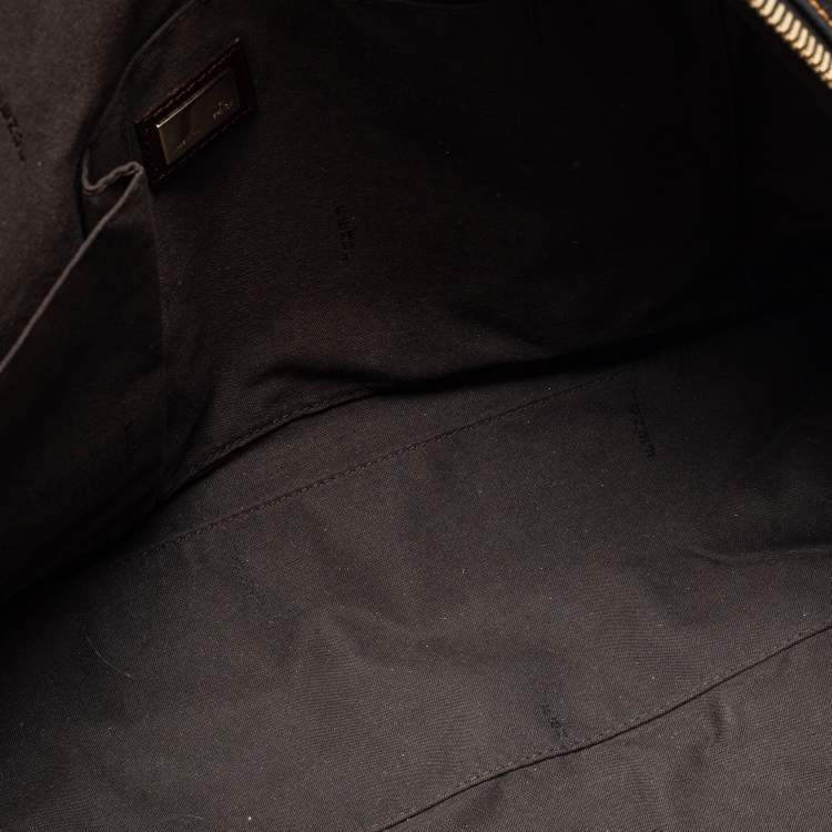 Pre Owned Fendi Tobacco/Black Zucca Coated Canvas and Leather Mixed Media Boston Bag