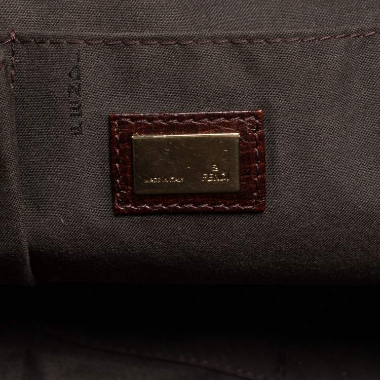 Pre Owned Fendi Tobacco/Black Zucca Coated Canvas and Leather Mixed Media Boston Bag
