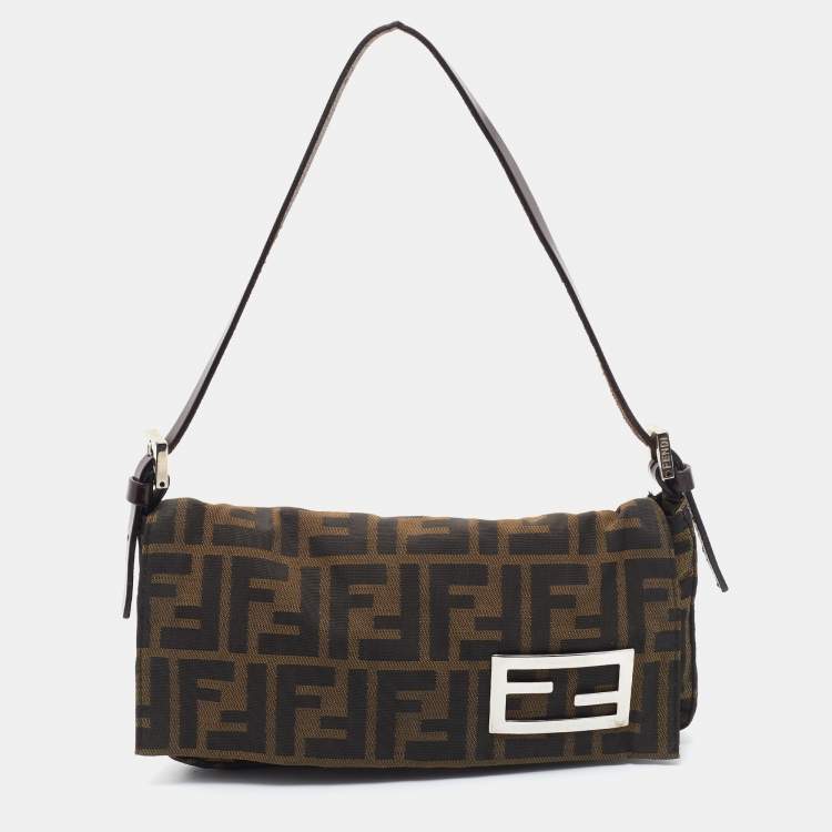 Pre Owned Fendi Tobacco Zucca Canvas Baguette Bag